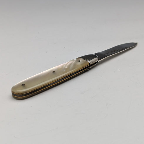 1911 年英國古董白色珍珠手柄純銀刀片小刀 Thomas Marples